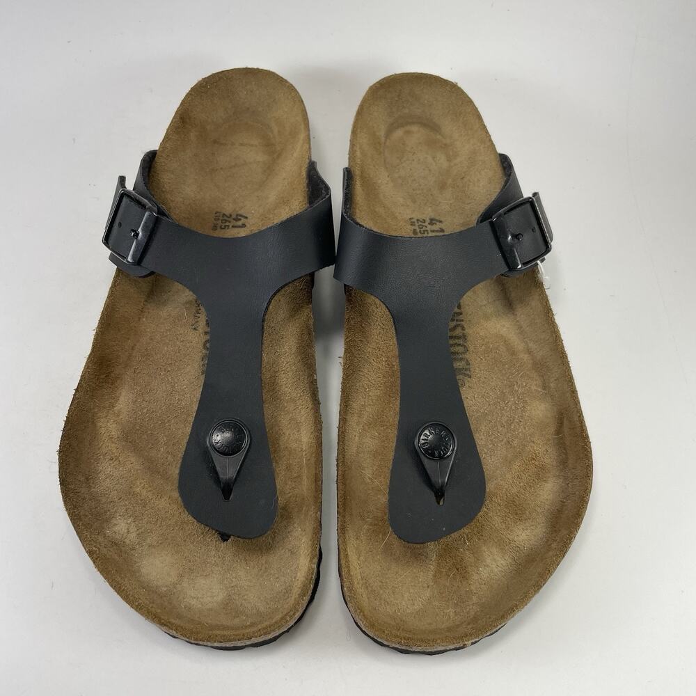 Birkenstock Gizeh Womens Size 41, 10-10.5 Black Smooth Leather Slide Sandals